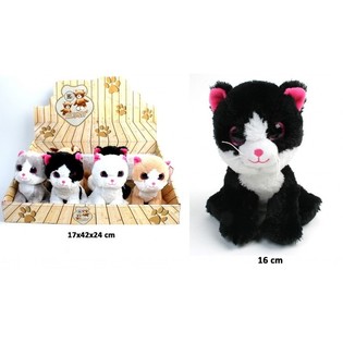 PLYS KAT, MIX DESIGN 16 CM - I DISPLAY (12 stk.)