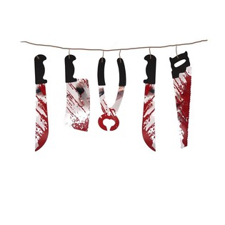 HALLOWEEN DEKORATION GUIRLANDE MED BLODIGE KNIVE &ndash; 180 CM LANG (6 stk.)