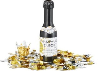 Konfettikanon Champagneflaske 31 cm &ndash; S&oslash;lv/Guld (4 stk.)