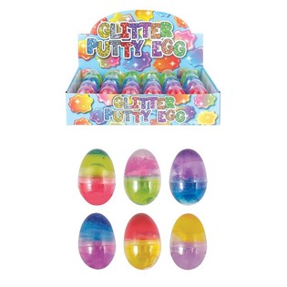 GLITTER PUTTY ÆG I DISPLAY (24 stk)