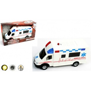 STOR FRIKTIONSAMBULANCE MED LYS OG LYD (6 stk.)
