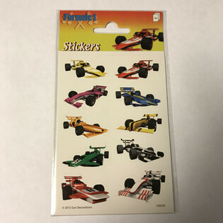 KLISTERMÆRKEARK: FORMEL 1 RACERBILER, 16 x 9 cm (10 stk.)