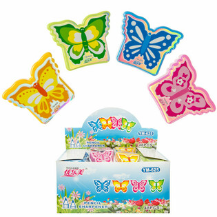 SOMMERFUGLE BLYANTSPIDSERE, MIX FARVER I DISPLAY (48 stk.)