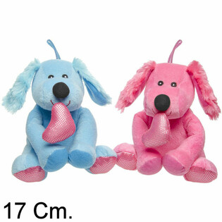PLYS HUND MED HJERTE - 17 CM - MIX FARVER (12 stk.)