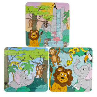 Mix Jungle Puslespil (14x14cm) - Fordelspakke 50 stk.