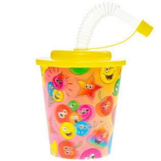 Drikkekrus / Iskrus med sugerør – Smiley, 250 ml (12 stk.)