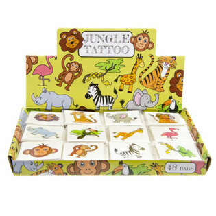 Fun Tattoos - Jungle Dyr Display (48 Pakker)