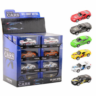 DIE CAST SUPER SPORT BILER, SKALA 1:43 I DISPLAY (24 stk.)
