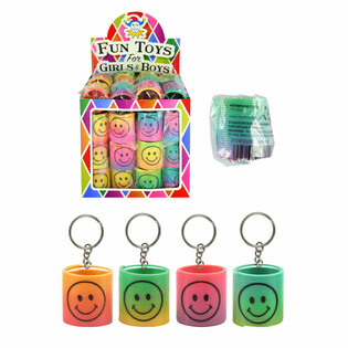 Smiley Regnbue Spiral N&oslash;glering i Display (60 stk.)