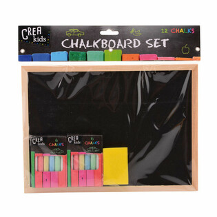 CREA KIDS Kridttavle S&aelig;t 29x21CM med Kridt og Svamp (12 stk.)