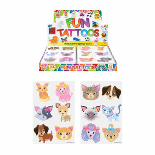 Fun Tattoos: Katte & Hunde (Display med 96 stk.)
