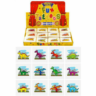 Sjove tatoveringer - Dinosaur, Pakke med 12x tatoveringer i display (48 stk.)
