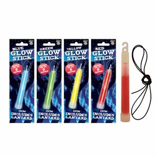 Glowstick Knæklys - 15 cm med snor - mix farver i display (12 stk.)