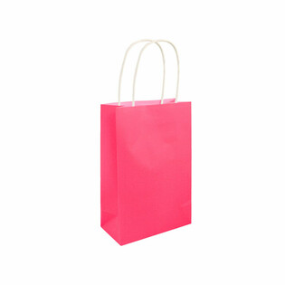 PAPIRSPOSE MED HANK - 14x21x7 cm - Farve: NEON PINK (24 stk.)
