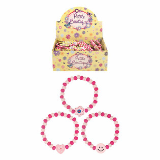 Display med Træarmbånd Smiley til Piger (120 stk.)