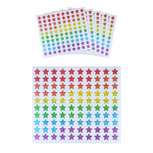 FUN STICKERS - FARVEDE STJERNE KLISTERMÆRKER - 100 PR. ARK (5 stk.)