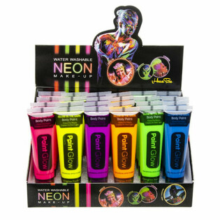 NEON Glow in the Dark Ansigtsmaling - Blacklight Aktiv (Display 24 stk)