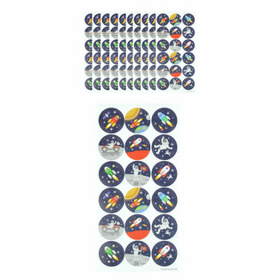 FUN STICKERS - RUMFART / RUMMET - 18 KLISTERMÆRKER PR. ARK (10stk)