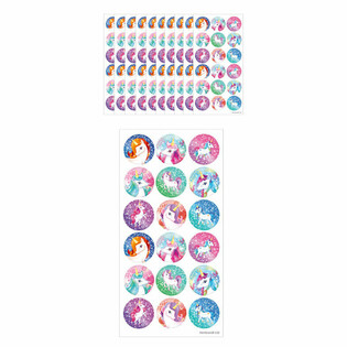 SJOVE UNICORN STICKERS - ENHJ&Oslash;RNING KLISTERM&AElig;RKER - 18 PR. ARK (10 stk.)