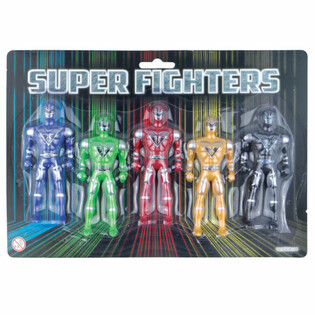 SUPER FIGHTERS - 5 Actionfigurer p&aring; Kort (6 stk.)