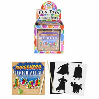 Milj&oslash;venligt Magisk Skrabepapir Superhelte Display (108 stk.)