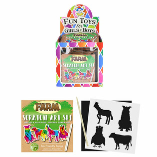 ECO FRIENDLY - SCRATCH-PAPIR MED MAGISKE FARVER - BONDEGÅRDSDYR I DISPLAY (108 stk.)