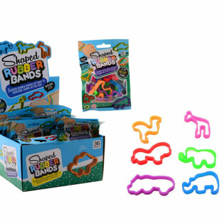 6-DELERS RUBBER BANDS SÆT VILDE DYR I DISPLAY (36 stk.)