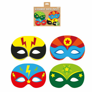 ECO FRIENDLY - SUPERHELTE PAPIRMASKER (1 pakke &aacute; 12 stk.)