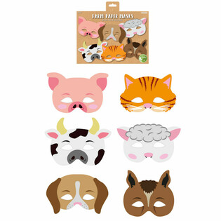 Milj&oslash;venlige Papirmasker med Bondeg&aring;rdsdyr - 12 Stk.