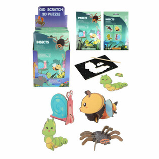 SCRATCH 3D-skrabepuslespil Display - Insekter (18 stk.)