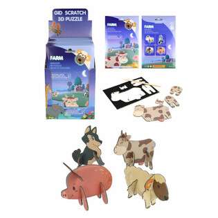 SCRATCH 3D-PUSLESPIL - BONDEG&Aring;RDSDYR DISPLAY (18 stk.)
