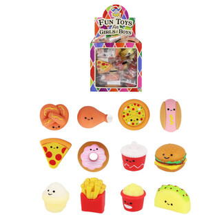 Squishy Fast Food-figurer til lykkepose i display (60 stk.)