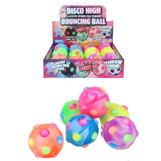 Lysende Disco Hoppebold - 6cm - Display 12 stk.