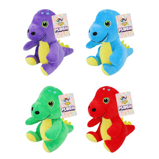 Plys dinosaur - 19 cm h&oslash;j - assorterede farver (12 stk.)