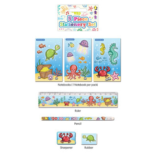 5-delt Sea Life skrivet&oslash;jss&aelig;t (24 stk.)