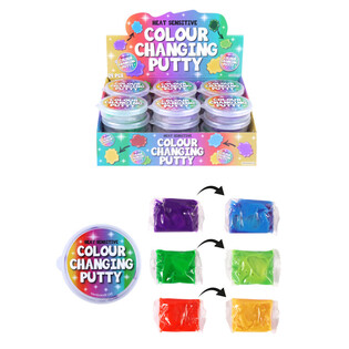 Varmef&oslash;lsom Farveskiftende Putty i Display (24 stk.)