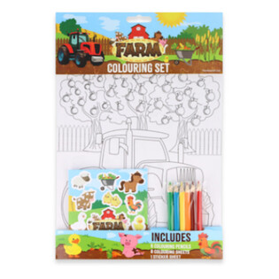 Stort Bondegård Malesæt - Inklusive Blyanter og Klistermærker (12 stk.)