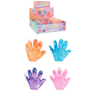 Klemme-h&aring;nd Squeeze Hand - Mix Farver - i Display (12 stk.)
