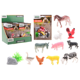 ANIMAL WORLD - Bondeg&aring;rdsdyr Leges&aelig;t 12 dele - i Display (12 stk)