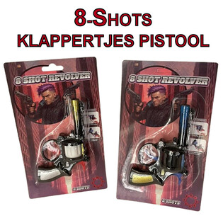 8-SKUDS KNALDPISTOL P&Aring; KORT (24 stk.)