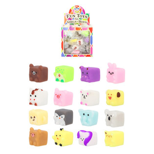 FISKEDAM SQUISHY - CUBE ANIMALS - I DISPLAY (96 stk.)