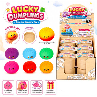 RAGE - LUCKY DUMPLINGS - Squishy Bun Dumplings STOR M&aring;l 8.5 x 8.5 x 4.8 Cm - I DISPLAY (12 stk.)