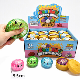 RAGE - Squishy GLITTER Bun Dumplings LILLE (M&aring;l 5.5 x 5.5 x 3 cm) - Viral 2026 Fidget Toy (24 stk.)