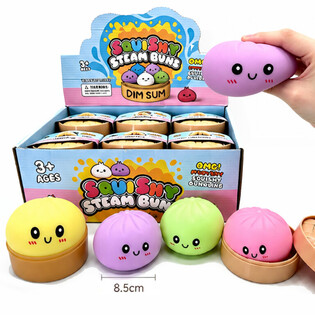 RAGE - Squishy Bun Dumplings STOR (M&aring;l 8.5x8.5x4.8 cm) - Viral 2026 Fidget Toy (12 stk.)