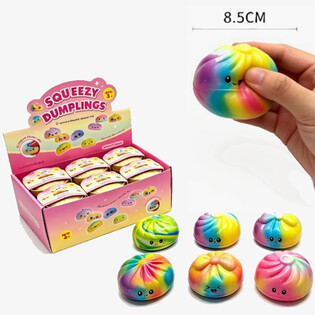 RAGE - Squishy RAINBOW Bun Dumplings STOR - PU FOAM (12 stk)