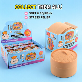 RAGE - Squishy SUGAR EDITION Bun Dumplings LILLE (5.3 x 5.3 x 4.1 cm) Viral 2026 Fidget Toy (24 stk.)