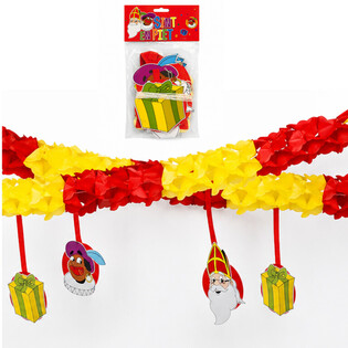 Sinterklaas og Piet Guirlande med Vedh&aelig;ng - 4 m (6 stk.)