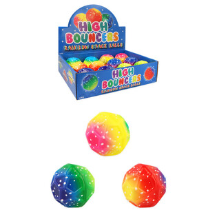 HIGH BOUNCE REGNBUE SPACE HOPPEBOLD - I DISPLAY (12 stk.)