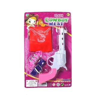 Cowgirl-s&aelig;t til piger med lys og lyd (6 stk.)